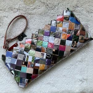 🦋Nahui Ollin handmade artist Clutch folded magazine pages EUC